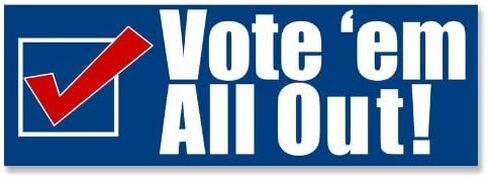 Vote em All Out Anti Congress Government Bumper Sticker in Saudi Arabia