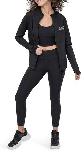 سترة ضغط للسيدات من DKNY برقبة وهمية وسحاب أمامي in Kuwait