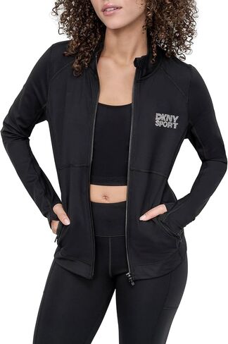 سترة ضغط للسيدات من DKNY برقبة وهمية وسحاب أمامي in Kuwait