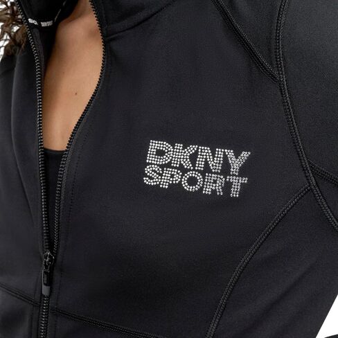 سترة ضغط للسيدات من DKNY برقبة وهمية وسحاب أمامي in Kuwait