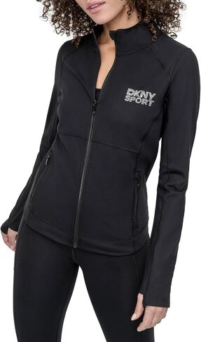 سترة ضغط للسيدات من DKNY برقبة وهمية وسحاب أمامي in Kuwait