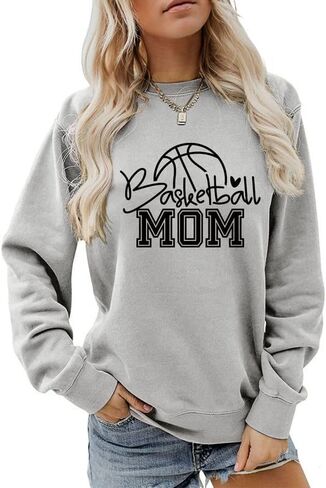 المرأة البلوز كرة السلة أمي رسالة طباعة طويلة الأكمام طاقم الرقبة البلوز أمي الحياة عارضة الجرافيك قميص رياضي in Kuwait
