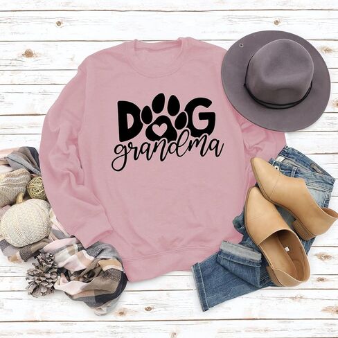 سويت شيرت حريمي على شكل كلب الجدة بأكمام طويلة ورقبة دائرية لطيف على شكل مخلب قمصان فضفاضة غير رسمية وبلوفرات بلوزة لمحبي الكلاب هدية in Kuwait