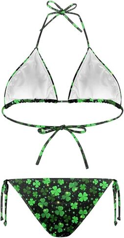 Women's String Bikini Sets Halter Triangle Top Self Tie Back Strappy Low Rise Cheeky Bathing Suit Color Block 2XL in Saudi Arabia