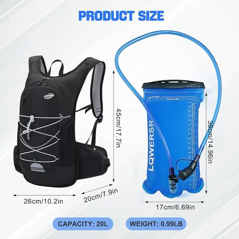 Hydration Backpack 20L Lightweight Breathable Water Backpack with 2L Water Bladder, Adjustable Chest Straps Running Hydration Vest for Cycling, Hiking, Climbing in Saudi Arabia
