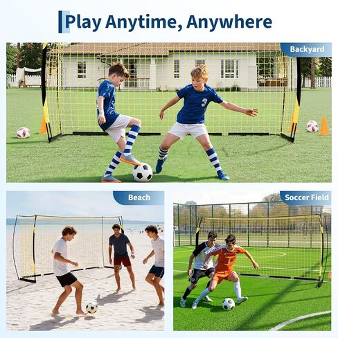 12x6 FT Soccer Goal for Backyard, Portable Soccer Net with Sturdy Metal Base, Easy Assembly Soccer Training Equipment for Indoor Outdoor Use, Collapsible with Carry Bag in Saudi Arabia
