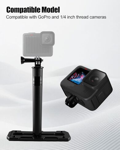 حامل كاميرا كاياك متوافق مع GoPro وكاميرات مترابطة 1/4 بوصة، حامل كاميرا كاياك الرياضية مع حامل قابل للتمديد، مسار، برغي 1/4 بوصة in Kuwait
