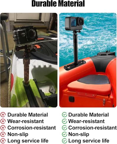 حامل كاميرا كاياك متوافق مع GoPro وكاميرات مترابطة 1/4 بوصة، حامل كاميرا كاياك الرياضية مع حامل قابل للتمديد، مسار، برغي 1/4 بوصة in Kuwait
