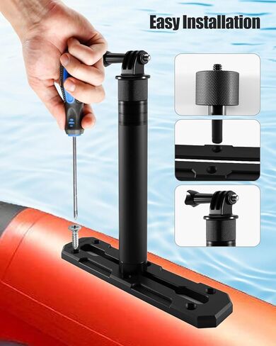 حامل كاميرا كاياك متوافق مع GoPro وكاميرات مترابطة 1/4 بوصة، حامل كاميرا كاياك الرياضية مع حامل قابل للتمديد، مسار، برغي 1/4 بوصة in Kuwait