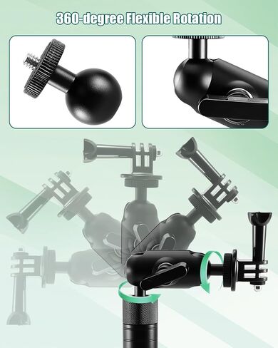 Kayak Camera Mount Compatible with GoPro and 1/4 Inch Threaded Cameras, Kayak Sports Camera Holder with Extendable Stand, Track, 1/4 Inch Screw in Saudi Arabia