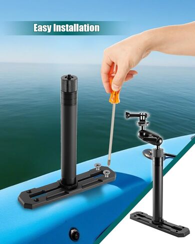 Kayak Camera Mount Compatible with GoPro and 1/4 Inch Threaded Cameras, Kayak Sports Camera Holder with Extendable Stand, Track, 1/4 Inch Screw in Saudi Arabia