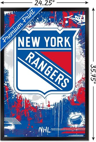 Trends International NHL New York Rangers - Maximalist Logo 23 Wall Poster, 34L x 22.4W, Black Framed Version in Saudi Arabia