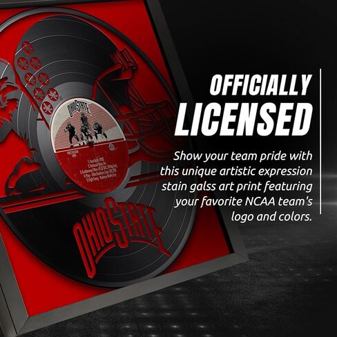 لوحة فنية جدارية لكرة القدم رياضية مؤطرة من الفينيل مطبوعة ديكور - 13 × 13 ملصقات كرة قدم NCAA لغرفة نوم الأولاد وديكورات لكهف الرجل - ولاية أوهايو بوكس in Kuwait