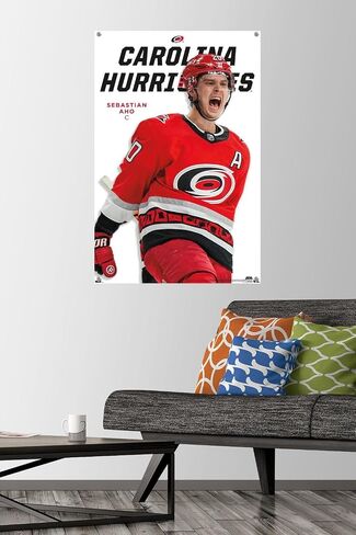ملصق حائط من Trends International NHL Carolina Hurricanes - سلسلة Sebastian Aho المميزة 23، مقاس 22.37 بوصة × 34.00 بوصة، وحزمة ملصق ودبابيس دفع in Saudi Arabia