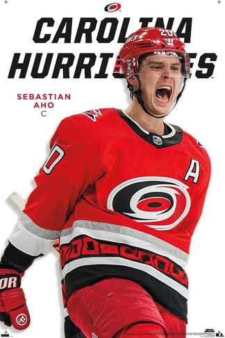 ملصق حائط من Trends International NHL Carolina Hurricanes - سلسلة Sebastian Aho المميزة 23، مقاس 22.37 بوصة × 34.00 بوصة، وحزمة ملصق ودبابيس دفع in Saudi Arabia