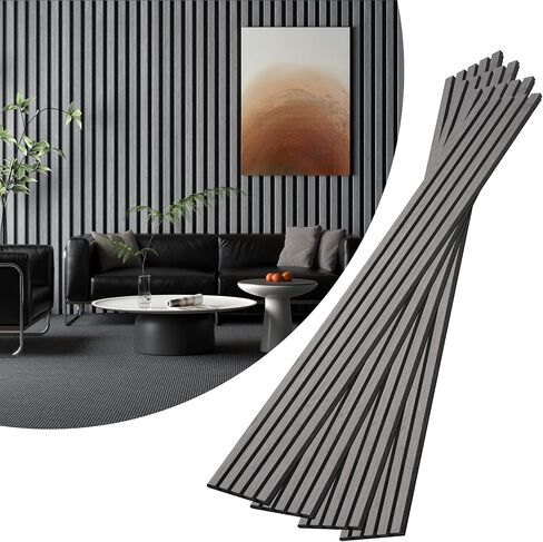 4-Piece Wood Slat Acoustic Panels for Stylish Interior Decor & Noise Reduction - 94.5" x 7.87" 3D Solid Wood Wall Panels for Ceiling and Wall, Covers 20.66 Sq Ft, Light Brown in Saudi Arabia