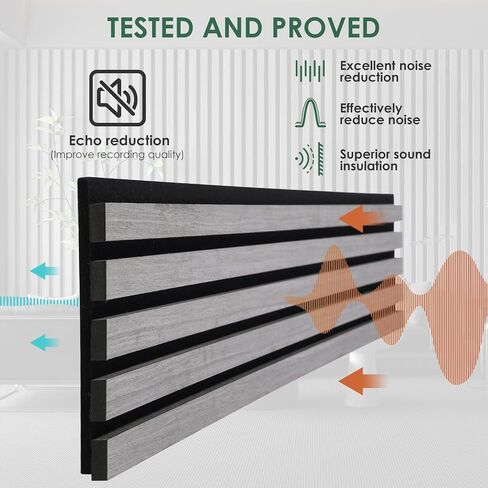 4-Piece Wood Slat Acoustic Panels for Stylish Interior Decor & Noise Reduction - 94.5" x 7.87" 3D Solid Wood Wall Panels for Ceiling and Wall, Covers 20.66 Sq Ft, Light Brown in Saudi Arabia