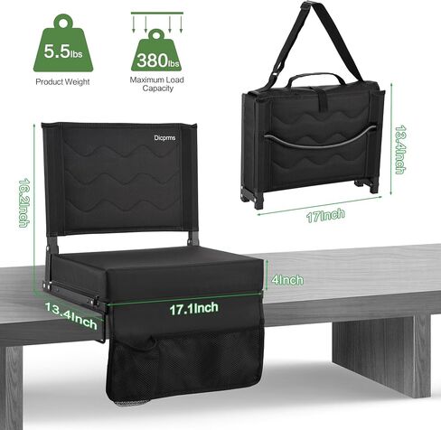 Stadium Seats for Bleachers with Back Support, Bleacher Chairs with Back and Cushion Bleacher Seats Portable Stadium Seats Thick Padded Folding Chair Comfort for Sports Events Black in Saudi Arabia