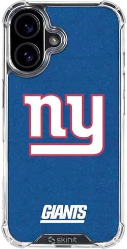 حافظة هاتف Skinit الشفافة متوافقة مع iPhone 16 Plus - تصميم أسود وأبيض مرخص رسميًا من NFL New York Giants in Saudi Arabia