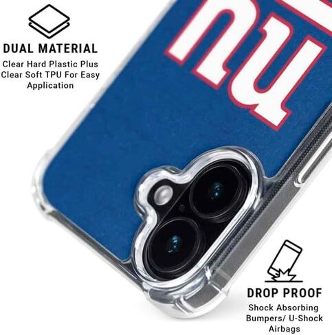 حافظة هاتف Skinit الشفافة متوافقة مع iPhone 16 Plus - تصميم أسود وأبيض مرخص رسميًا من NFL New York Giants in Saudi Arabia