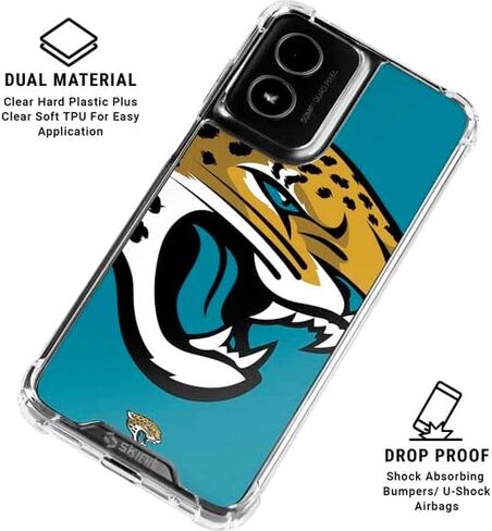 حافظة هاتف Skinit الشفافة متوافقة مع Moto G Power 5G (2024) - تصميم شعار كبير مرخص رسميًا من NFL Jacksonville Jaguars in Saudi Arabia