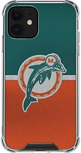 Skinit Clear Phone Case Compatible with iPhone 12 - Officially Licensed NFL Miami Dolphins Vintage Design in Saudi Arabia