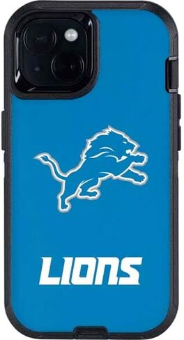 غلاف هاتف Skinit متوافق مع OtterBox Defender iPhone 15 - تصميم مرخص رسميًا من NFL Detroit Lions in Saudi Arabia