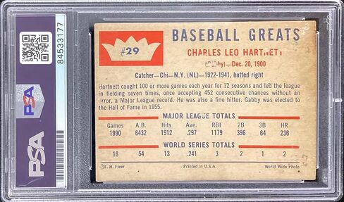 غابي هارتنت موقعة 1960 Fleer # 29 بطاقة البيسبول الأشبال توقيع HOF PSA / DNA - بطاقات البيسبول الموقعة in Saudi Arabia