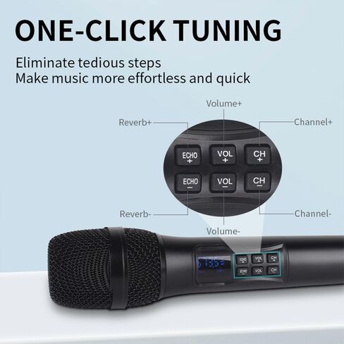 نظام ميكروفون لاسلكي S-68 UHF مع مدخل ألياف بصرية - ميكروفون غناء للتلفزيون، مكبر الصوت، مكبر الصوت، DSP مضاد للعواء، نطاق 650 قدم، مصدر طاقة من النوع C، متوافق مع تطبيقات الكاريوكي المتعددة in Kuwait