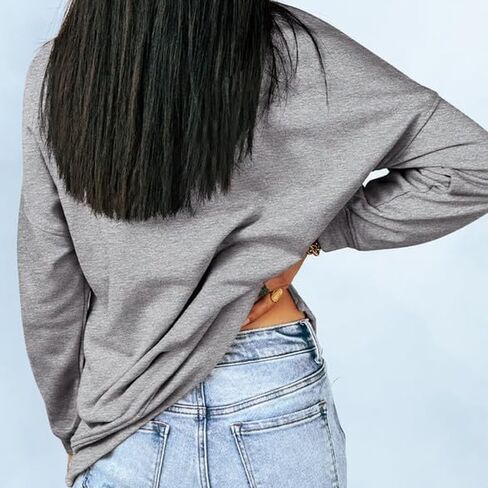 Women's Casual Crew Neck Sweatshirt - Loose Soft Long Sleeve Pullover Tops for Everyday Comfort in Saudi Arabia