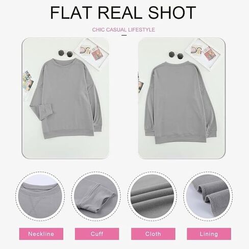 Women's Casual Crew Neck Sweatshirt - Loose Soft Long Sleeve Pullover Tops for Everyday Comfort in Saudi Arabia