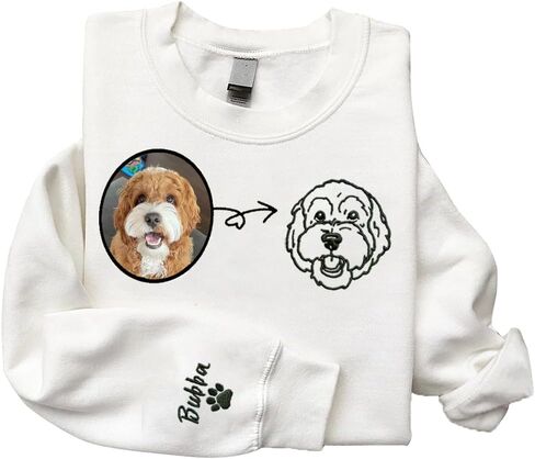 Personalized Dog Embroidered Sweatshirt for Women, Custom Photo Pets Sweatshirt, Pet Name Sweatshirts Women, Customized Pet Lover Gifts, Christmas Mothers in Saudi Arabia