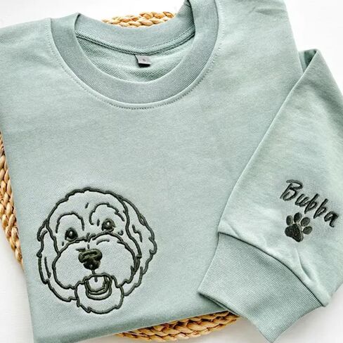 Personalized Dog Embroidered Sweatshirt for Women, Custom Photo Pets Sweatshirt, Pet Name Sweatshirts Women, Customized Pet Lover Gifts, Christmas Mothers in Saudi Arabia