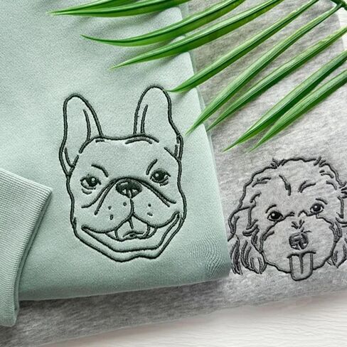 Personalized Dog Embroidered Sweatshirt for Women, Custom Photo Pets Sweatshirt, Pet Name Sweatshirts Women, Customized Pet Lover Gifts, Christmas Mothers in Saudi Arabia