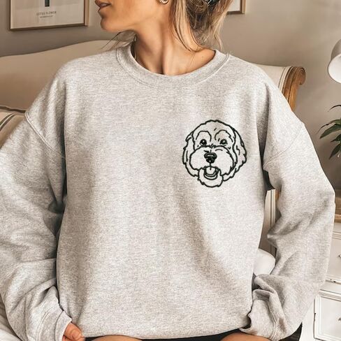 Personalized Dog Embroidered Sweatshirt for Women, Custom Photo Pets Sweatshirt, Pet Name Sweatshirts Women, Customized Pet Lover Gifts, Christmas Mothers in Saudi Arabia