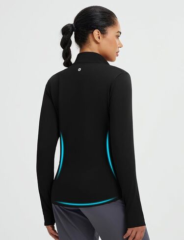baleaf Women's Fleece Lined Quarter Button Thermal Pullovers Long Sleeve Workout Shirts with Pockets Yoga Travel Tops in Saudi Arabia