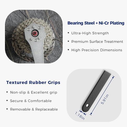 All-New Upgrade Bike Cassette Wrench for 10T/11T Sprocket, Bearing Steel + Ni-Cr Plating Super Hard Professional Safer and More Efficient Cassette Wrench Tool with Rubber Grip for MTB Road Bike in Saudi Arabia