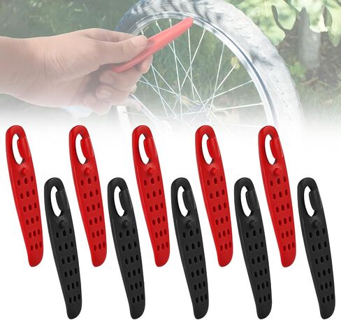 10pcs Bike Tire Levers, Bicycle Tire Levers Tyre Spoon Changing Tool for Inner Outer Tube Tire Portable Plastic Tire Lever for Road Mountain Bike Tyre Repair Removal Tools (Red Black) in Saudi Arabia