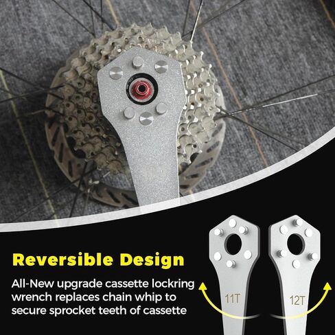 All-New Upgrade Bike Cassette Wrench for 10T/11T Sprocket, Bearing Steel + Ni-Cr Plating Super Hard Professional Safer and More Efficient Cassette Wrench Tool with Rubber Grip for MTB Road Bike in Saudi Arabia