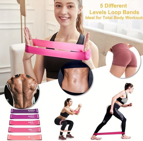 Resistance Bands for Working Out, Elastic Exercise Workout Bands for Women and Men, 5 Set of Stretch Bands for Booty Legs in Saudi Arabia
