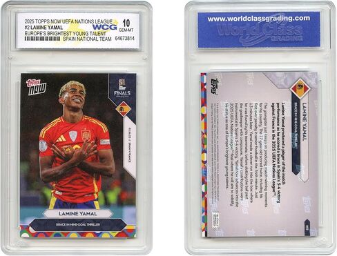 2025 Topps UEFA Soccer LAMINE YAMAL، البطاقة الرسمية للمنتخب الإسباني رقم 2 - متدرجة GEM-Mint 10 in Saudi Arabia