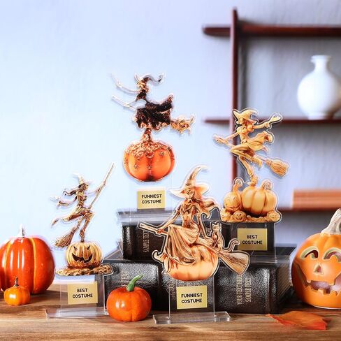 4 Pack Halloween Witch Pumpkin Trophies, 6.3 x 3.5 Inch Halloween Best Costume Contest Award Cosplay Winner Prize Trophy for Party Celebrations, Ceremony, and Appreciation in Saudi Arabia