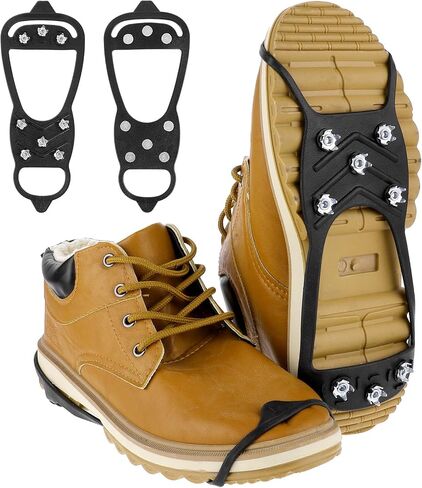 Non-Slip Ice Traction Spikes for Boots & Shoes, Gripper Spikes Crampons 8-Steel Studs Ice Cleats, for Winter Hiking, Climbing, ICES Fishing, Snow & ICES Safety, Durable Traction Cleats (L-Size) in Saudi Arabia