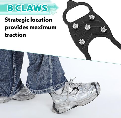 Non-Slip Ice Traction Spikes for Boots & Shoes, Gripper Spikes Crampons 8-Steel Studs Ice Cleats, for Winter Hiking, Climbing, ICES Fishing, Snow & ICES Safety, Durable Traction Cleats (L-Size) in Saudi Arabia