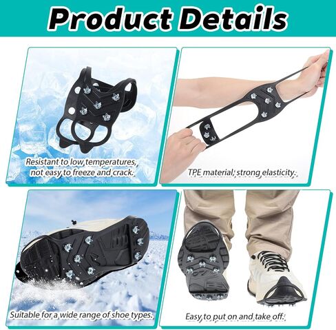 Non-Slip Ice Traction Spikes for Boots & Shoes, Gripper Spikes Crampons 8-Steel Studs Ice Cleats, for Winter Hiking, Climbing, ICES Fishing, Snow & ICES Safety, Durable Traction Cleats (L-Size) in Saudi Arabia