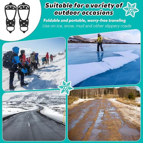Non-Slip Ice Traction Spikes for Boots & Shoes, Gripper Spikes Crampons 8-Steel Studs Ice Cleats, for Winter Hiking, Climbing, ICES Fishing, Snow & ICES Safety, Durable Traction Cleats (L-Size) in Saudi Arabia
