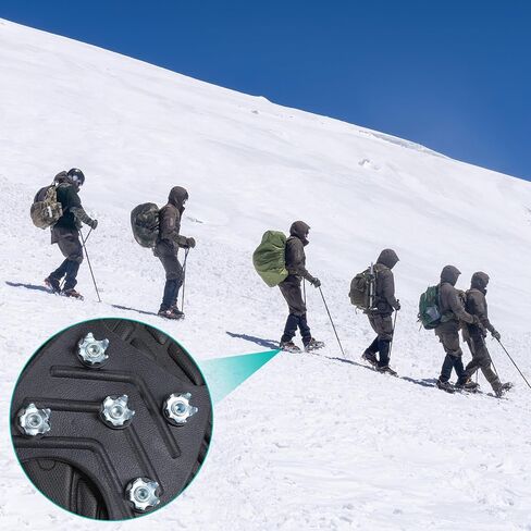 Non-Slip Ice Traction Spikes for Boots & Shoes, Gripper Spikes Crampons 8-Steel Studs Ice Cleats, for Winter Hiking, Climbing, ICES Fishing, Snow & ICES Safety, Durable Traction Cleats (L-Size) in Saudi Arabia