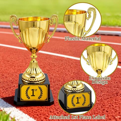 ​​جوائز الكأس البلاستيكية الذهبية مع ملصق المركز الأول المرفق مسبقًا - كأس الفائز للبطل للرياضة وحفلات أعياد الميلاد والمسابقات in Saudi Arabia