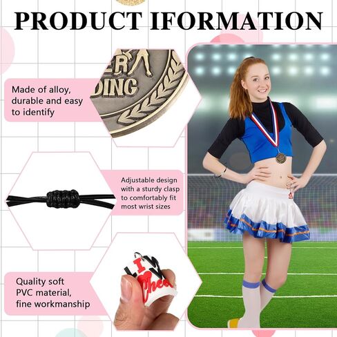 60 Pcs Cheer Gift Bulk for Team Cheerleading Gifts 12 Award Medals and Certificates Cheer Bracelets Keychain Gift Bag for Female Teammates Accessories(Red) in Saudi Arabia