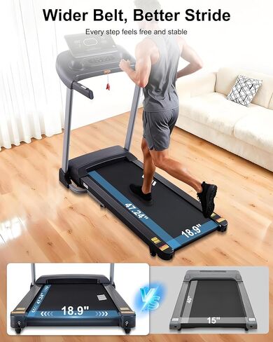 جهاز مشي عالي التحمل للمنزل، 18% انحدار تلقائي، سعة 400 رطل، 3.5 حصان، سرعة 0.5-12 ميل في الساعة، حزام عريض 18.9 بوصة، 36 برنامج، جهاز تشغيل تطبيق بلوتوث in Kuwait